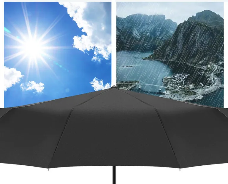 Lotus 2022 Custom LOGO 3 Fold 10 Ribs ABS Plated Handle Automatic Waterproof UV Umbrella,细节图 3