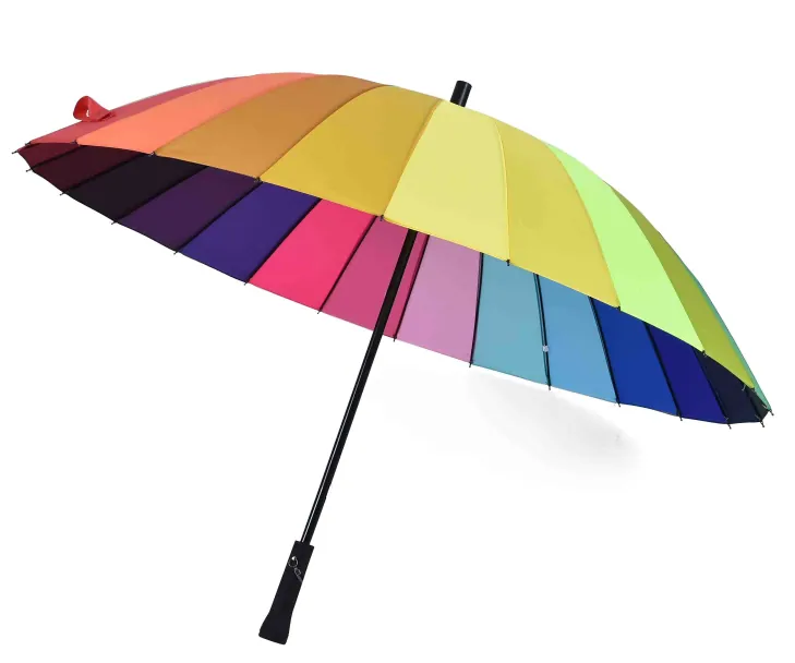 Rainbow colorful straight rainproof high quality golf umbrella, detail 1