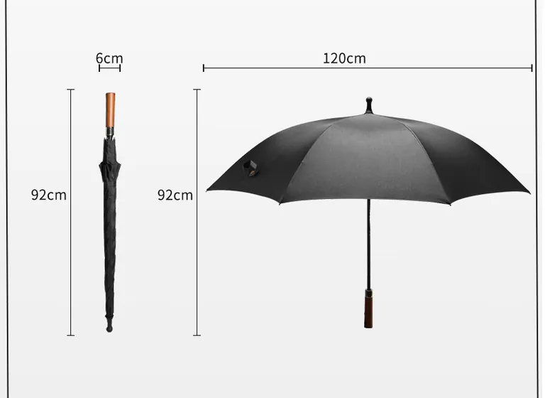 Lotus 2022 27inch 8 ribs Straight Wooden Handle Automatic Golf Umbrella，细节图 2