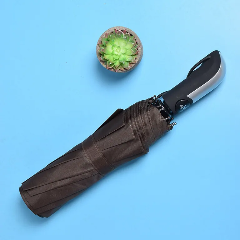 High quality custom pongee fabric 3fold umbrella promotional rain umbrella gray,第 1 张图片