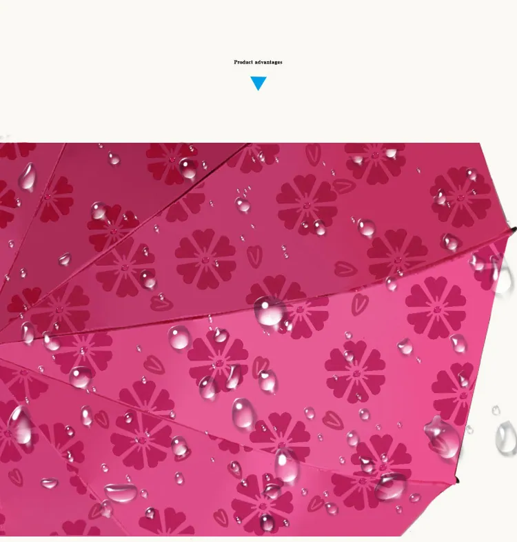 Lotus 2022 23inch Magic Umbrella Water Flower Straight Umbrella، صورة تفصيلية 5