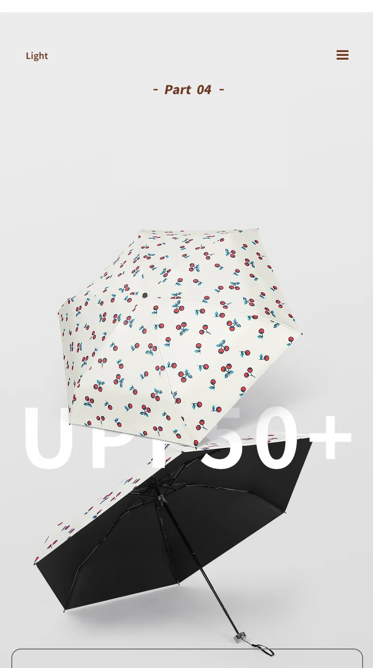 Lotus 2022 New Design Anti UV 5 Fold Portable Summer Lady Umbrella,细节图 4
