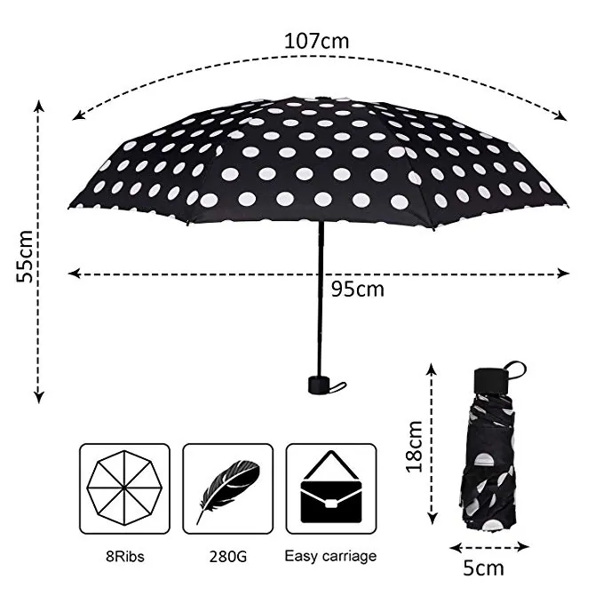 Sales on Amazon Compact Umbrella Quality Windproof Women Umbrella Lightweight 3 Folds Umbrella for Pocket, detail 3