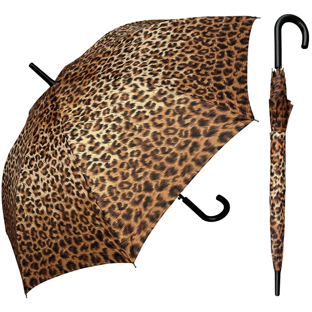 Leopard Print Satin Fabric Sunproof Advertising Straight Umbrella, detail 2