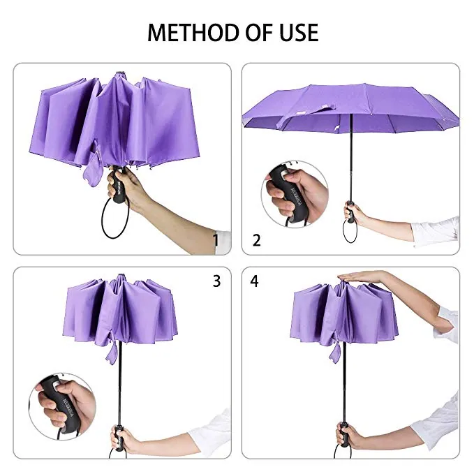 Good Quality Windproof Travel Umbrella Auto Open Close Button Folding Umbrella customizable 3 fold umbrella, detail 3
