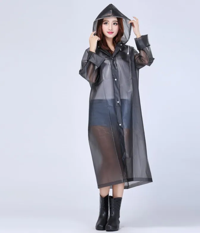 Custom Logo Long Raincoat for Women Fashion EVA Waterproof Rain Poncho with Hood Drawstring, image 1