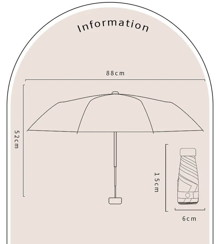 Lotus 2022 Lady 6 Fold Mini UV Sunscreen Summber Umbrella With Case، صورة تفصيلية 2