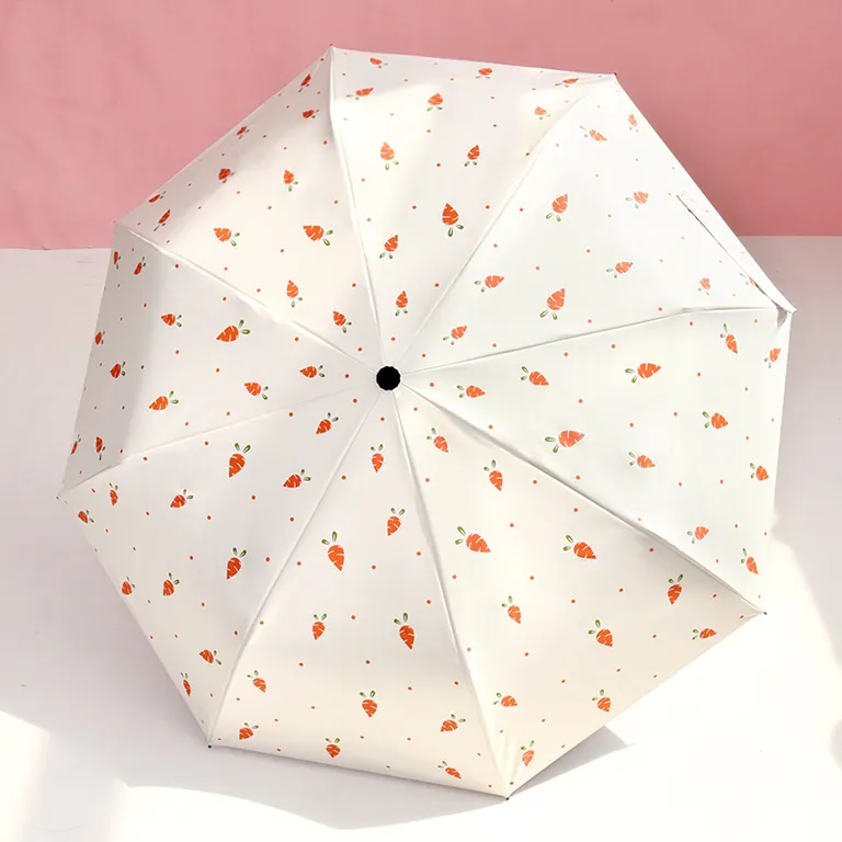 Wholesale auto 3 folding umbrella pongee rain UV Umbrella OEM，第 1 张图片
