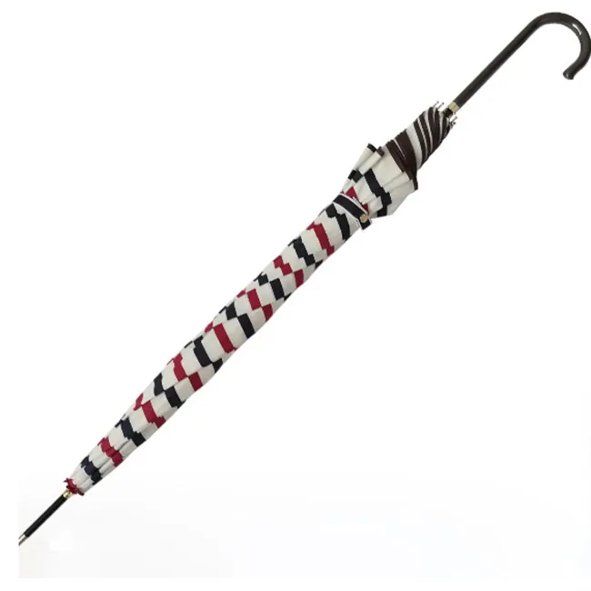 Stripe Print Light Straight Lady Umbrella With Long PU Handle, detail 5