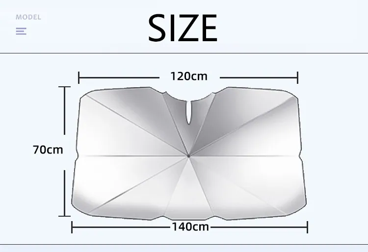 Lotus 2022 New Design Plastic Shaft Car Sunshade Front Windshield Foldable Umbrella، صورة تفصيلية 3