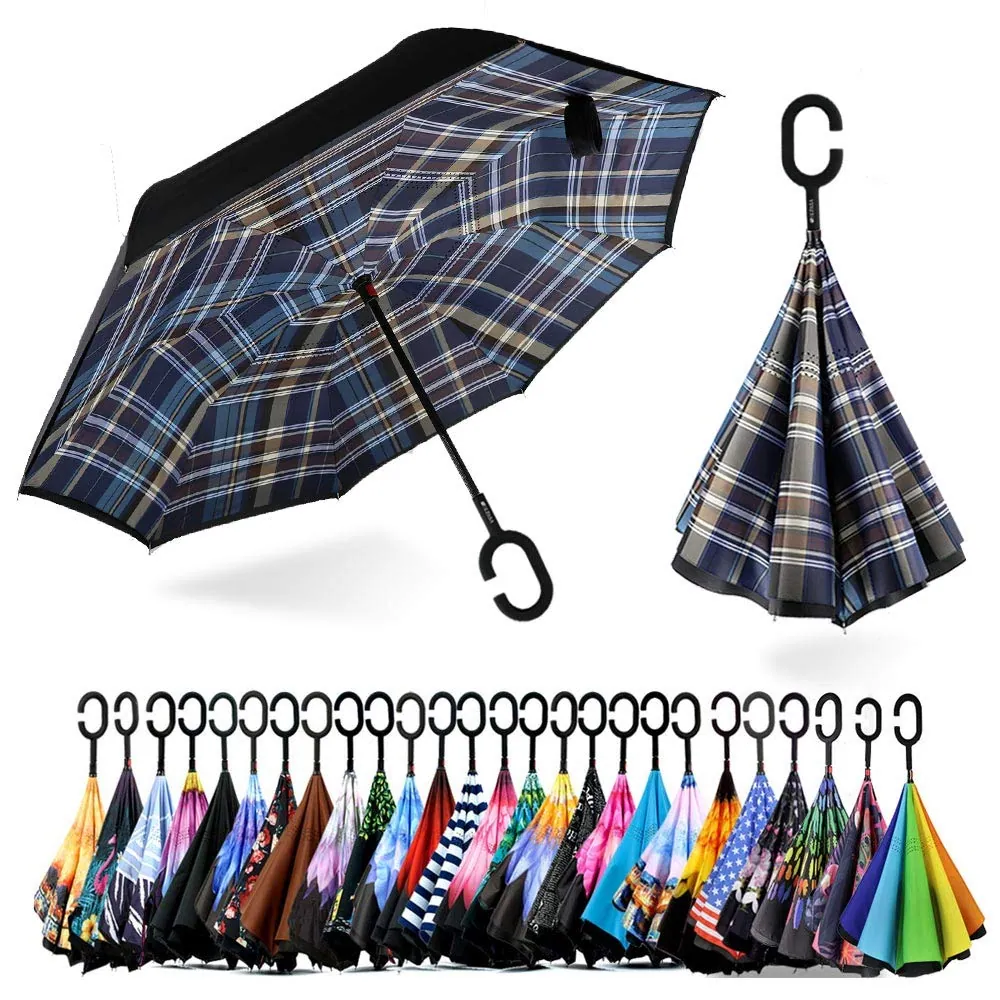 2019 Hot Sale Fast Ship Advertisement C Handle Inverted Reverse Umbrella, detail 1