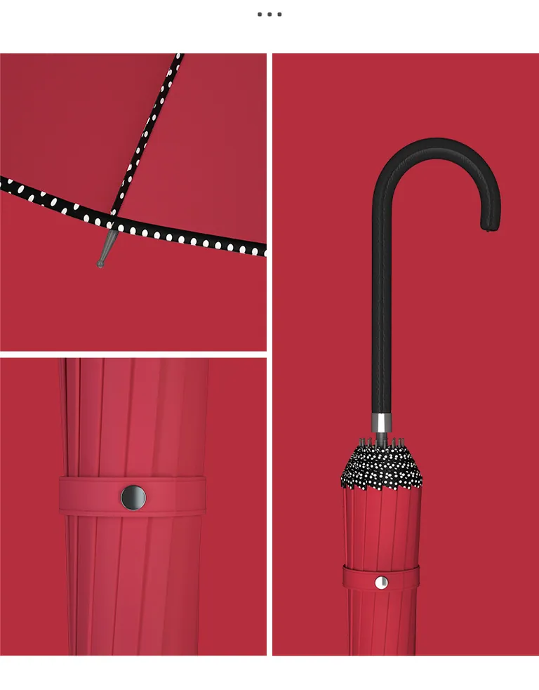 Lotus 2022 Fashion Straight Pagoda Umbrella With Leather Handle، صورة تفصيلية 4