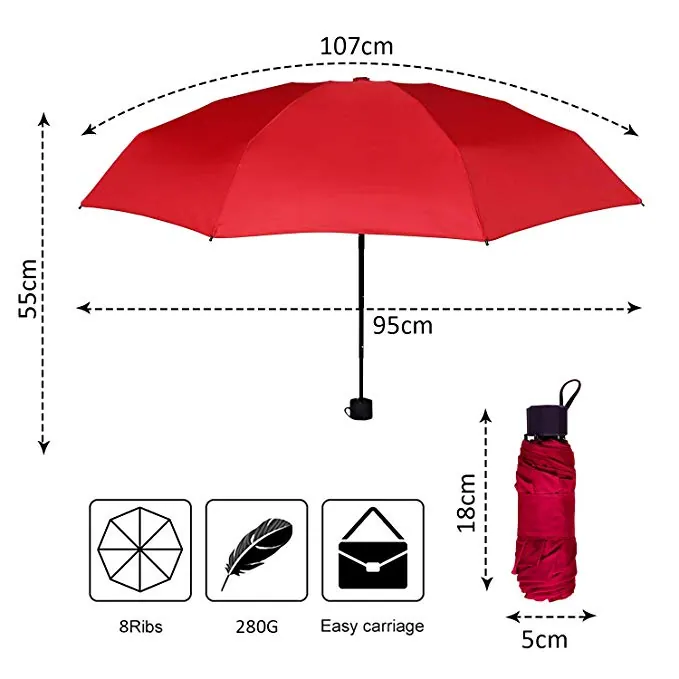 Wholesale Amazon choice manual open 95cm 8 ribs mini folding umbrella for travel, detail 2