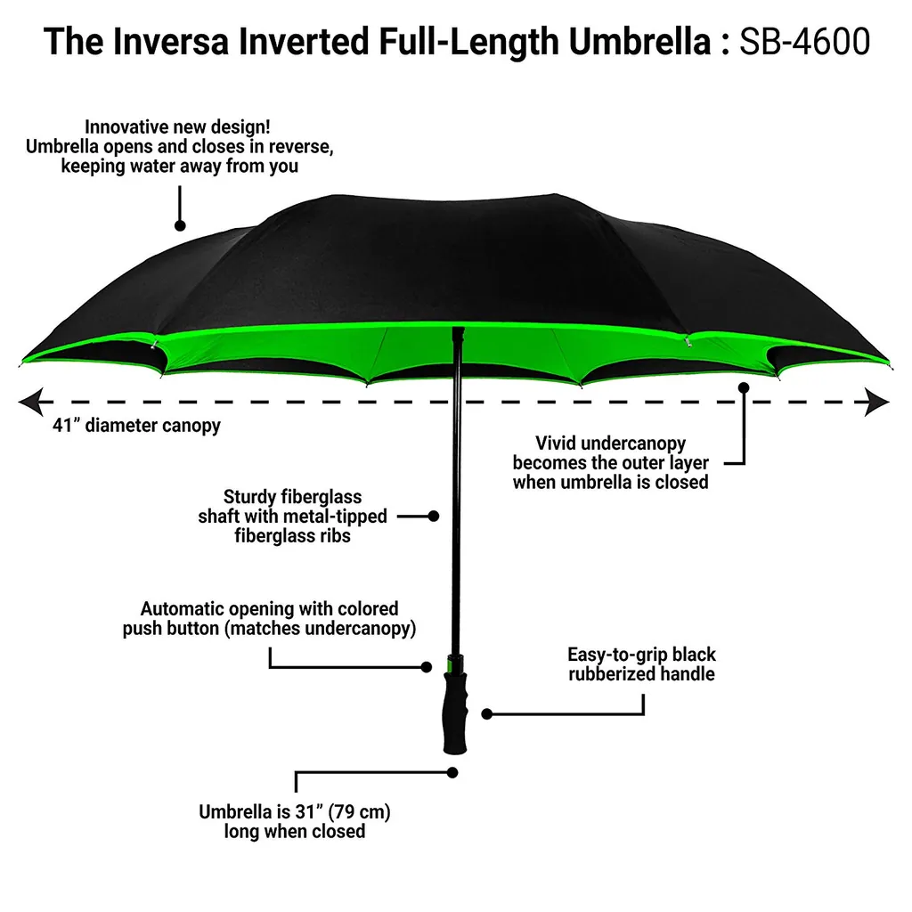 Customized color double canopy inverted umbrella reverse car umbrella with long easy gripped handle، صورة تفصيلية 3