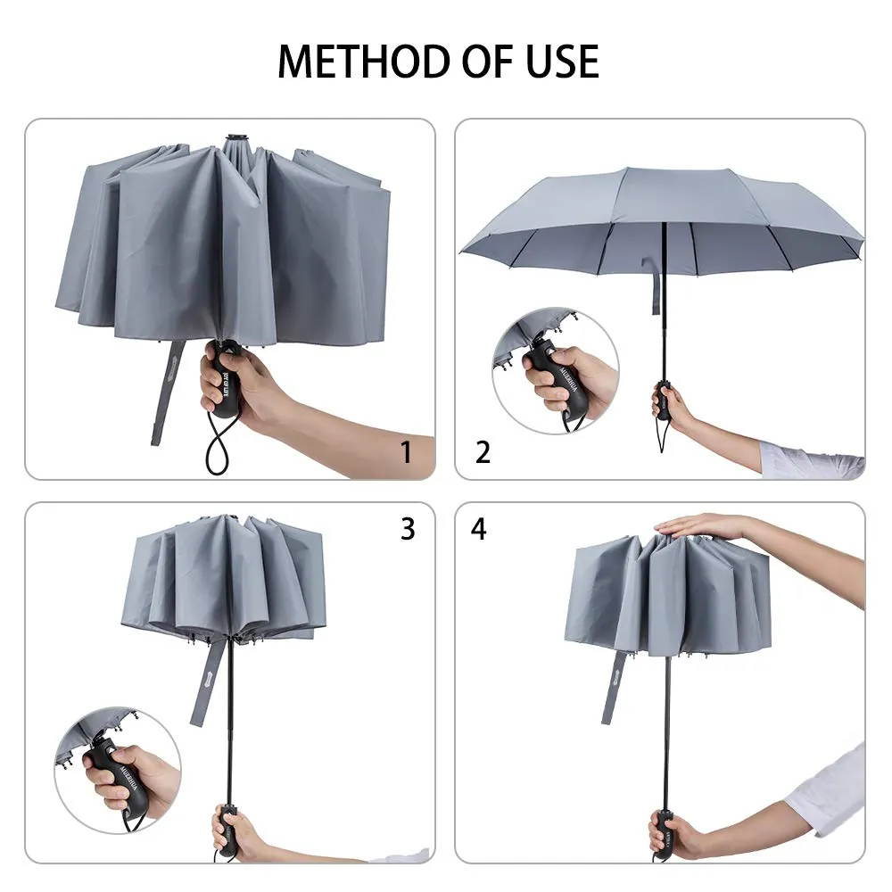 Promotional compact travel umbrella, three closed automatically open, wind-proof color printing, detail 3