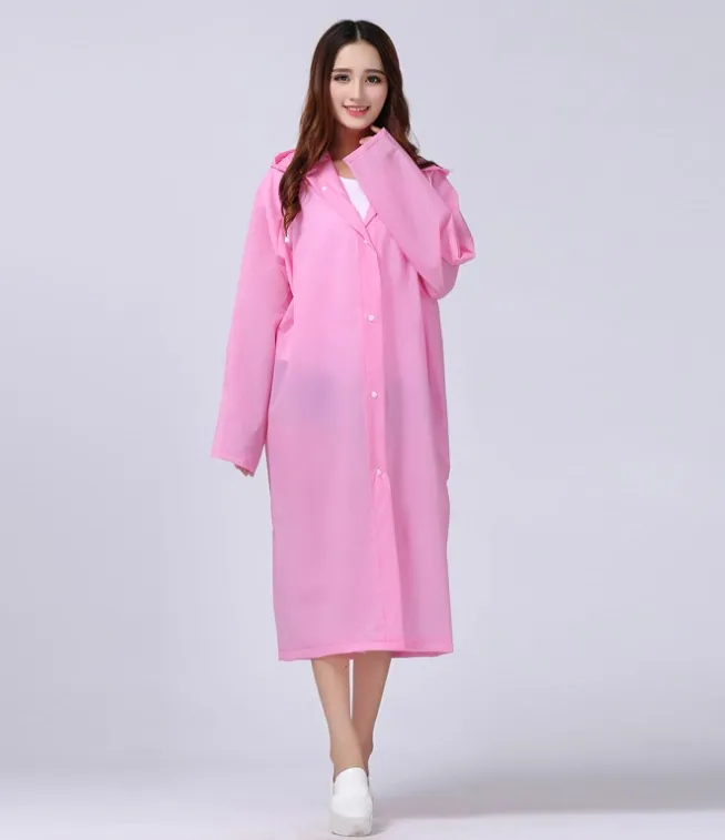 Custom Logo Long Raincoat for Women Fashion EVA Waterproof Rain Poncho with Hood Drawstring, detail 9