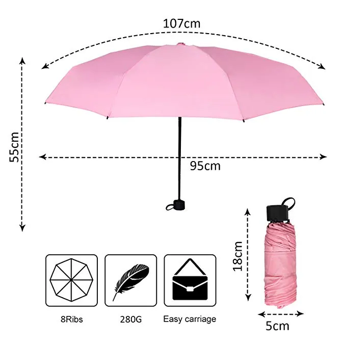 Compact Umbrella Quality Windproof Travel Umbrella Lightweight Mini Umbrella for Pocket، صورة تفصيلية 2