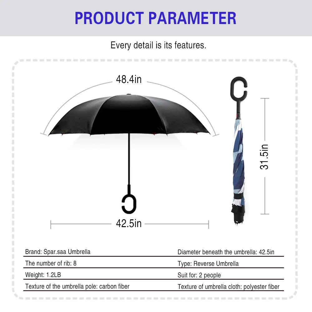 Inside full print umbrella double layer auto open close reverse inverted upside down umbrella for car, detail 2