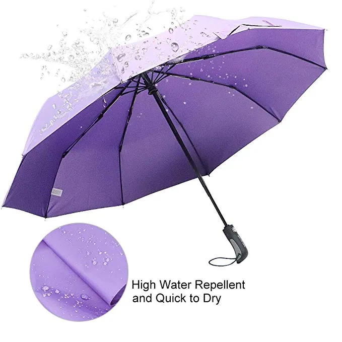 Good Quality Windproof Travel Umbrella Auto Open Close Button Folding Umbrella customizable 3 fold umbrella, detail 2