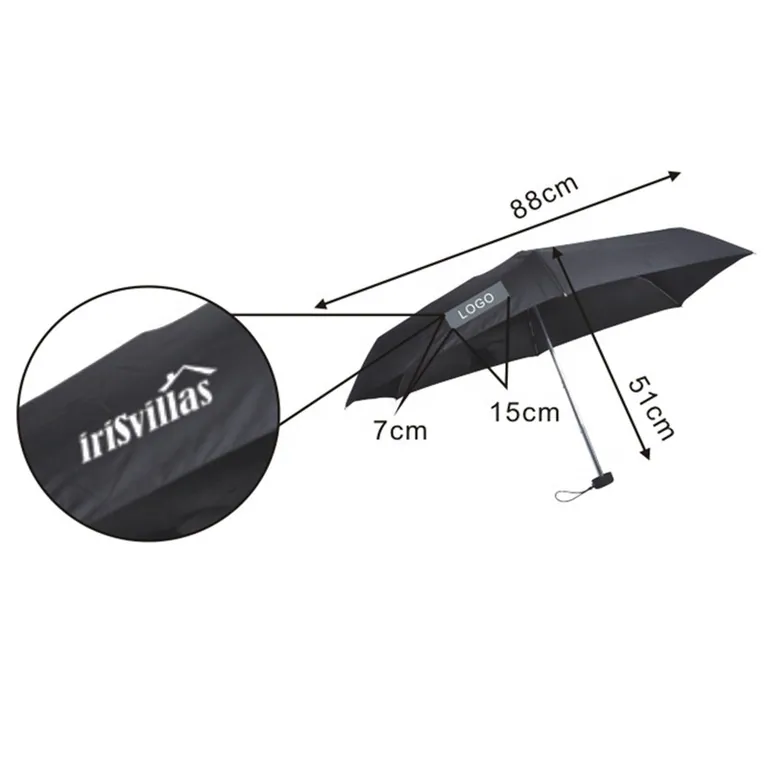 EVA Bag Mini Aluminum Light Frame 5 Fold Umbrella With Logo On Bag, detail 5