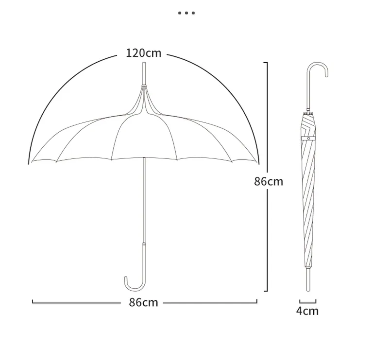 Lotus 2022 Fashion Straight Pagoda Umbrella With Leather Handle، صورة تفصيلية 3