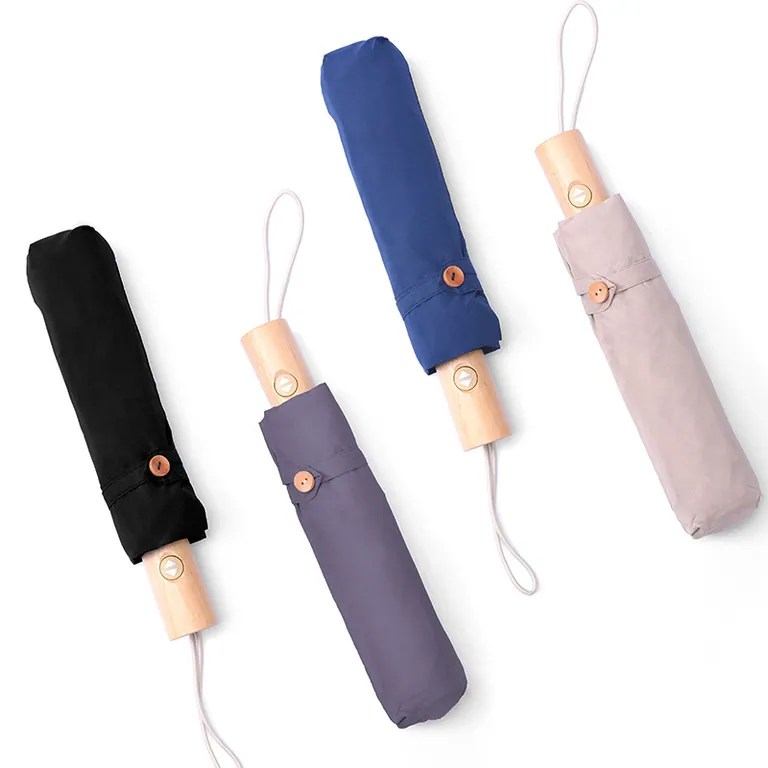 2020 Hot sale high quality custom pongee fabric 3fold umbrella promotional rain umbrella，细节图 3