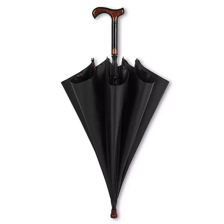 Straight Windproof Umbrella with Walking Stick، الصورة 1