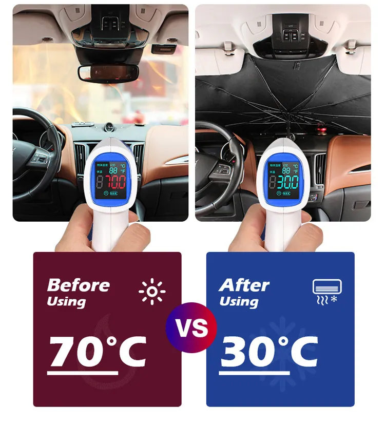 New Portable Folding Sunscreen Heat Insulation car umbrella، صورة تفصيلية 1