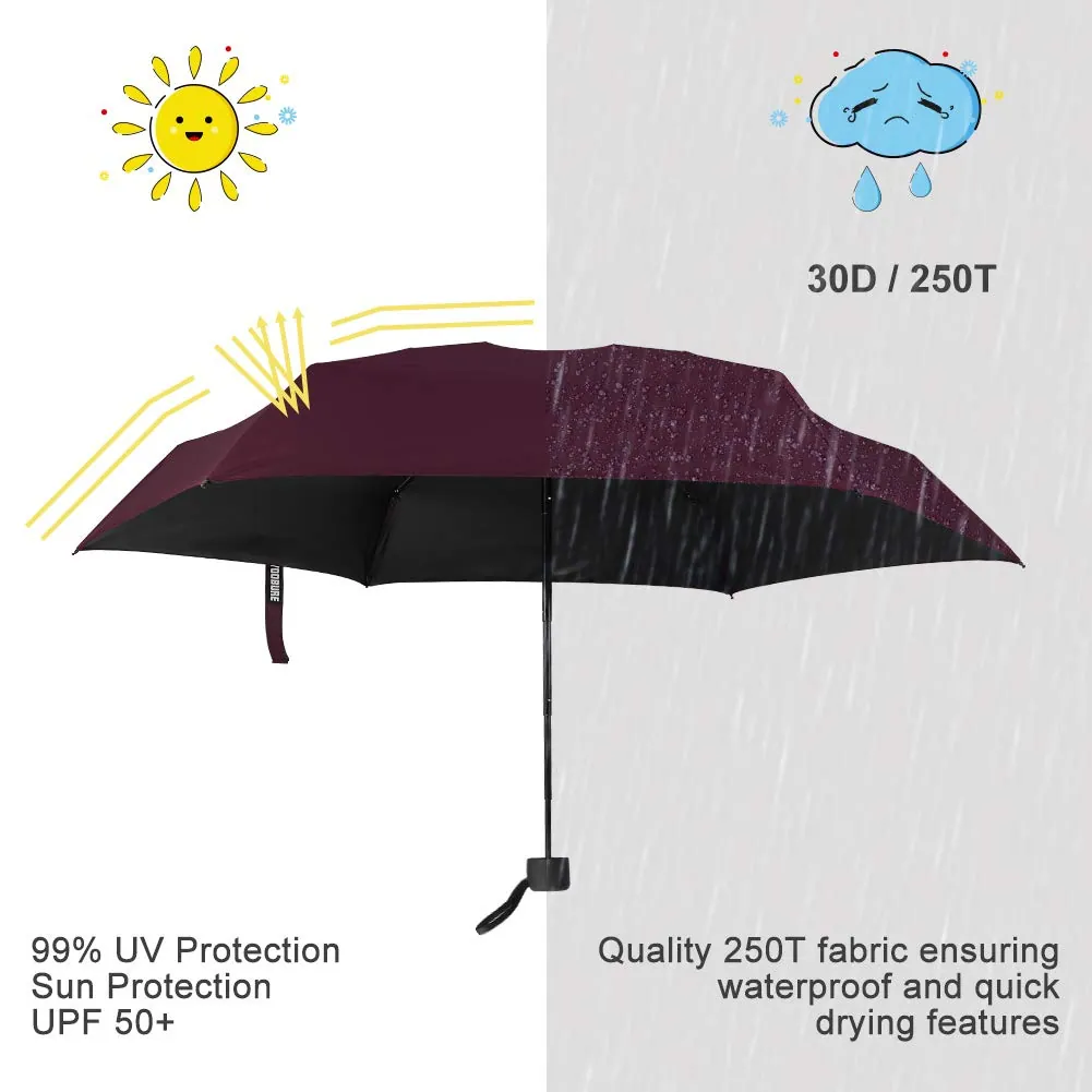 Custom Design Metal Shaft Three Folding Umbrellas Windproof Perfect Umbrella for Rain and Sun,细节图 6