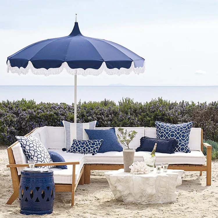 LOTUS Customized 1.8m Outdoor Pagoda Tassels Beach Cafe Large Umbrella Parasols for Beach، صورة تفصيلية 4