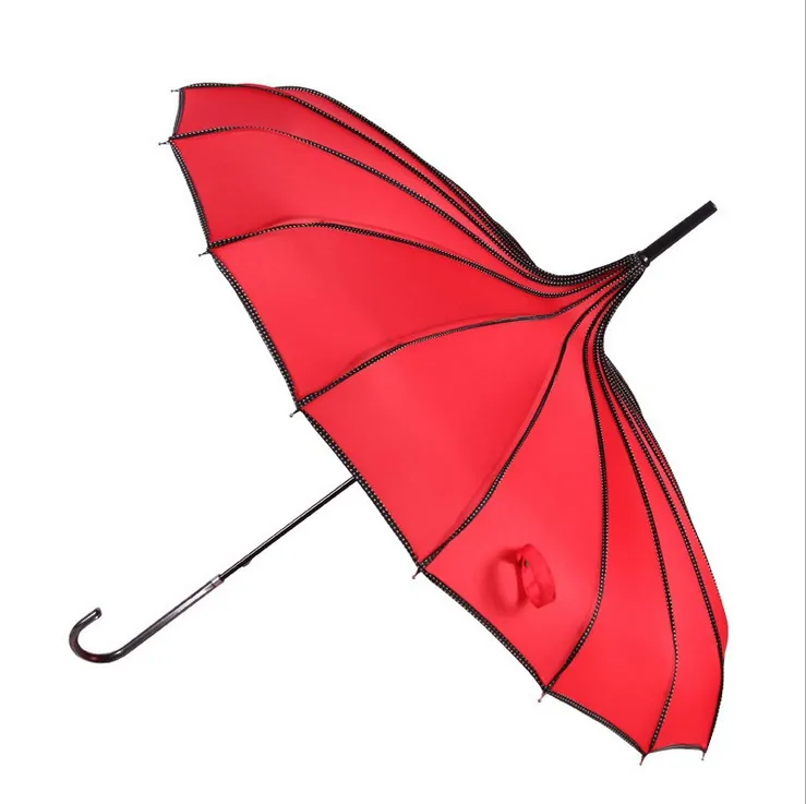 New Arrival Large Long Handle 16k Auto Open Classical Tower Pagoda Umbrella, detail 5