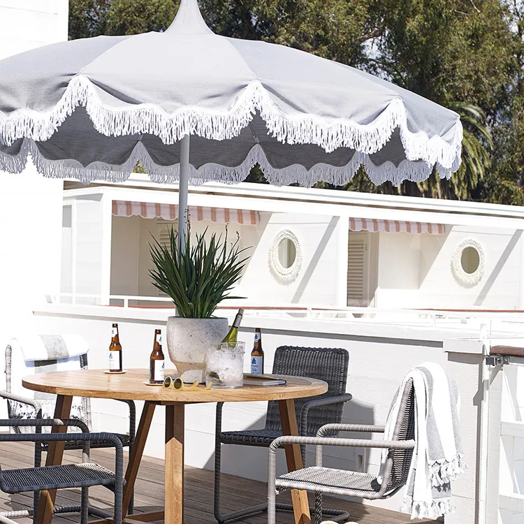 LOTUS Customized 1.8m Outdoor Pagoda Tassels Beach Cafe Large Umbrella Parasols for Beach، صورة تفصيلية 2
