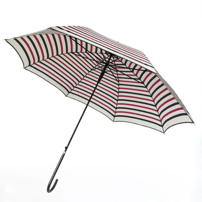 Stripe Print Light Straight Lady Umbrella With Long PU Handle, detail 2