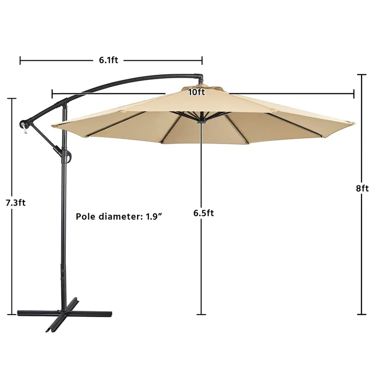 Outdoor Hanging umbrella with 360 Rotation، صورة تفصيلية 2