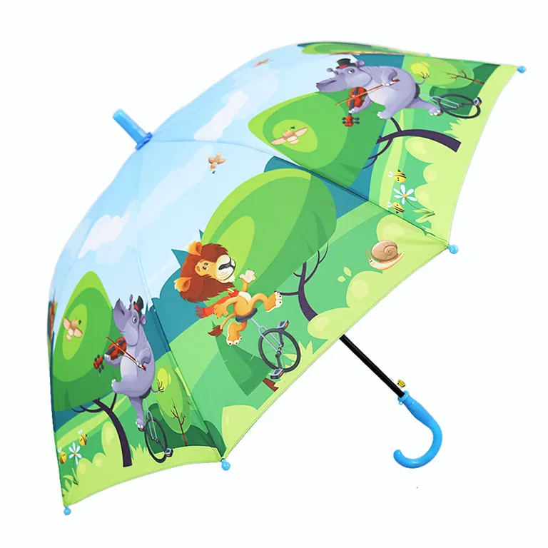 19inch Auto Open High Quality Safe Plastic Curved Handle Children Umbrella، الصورة 1