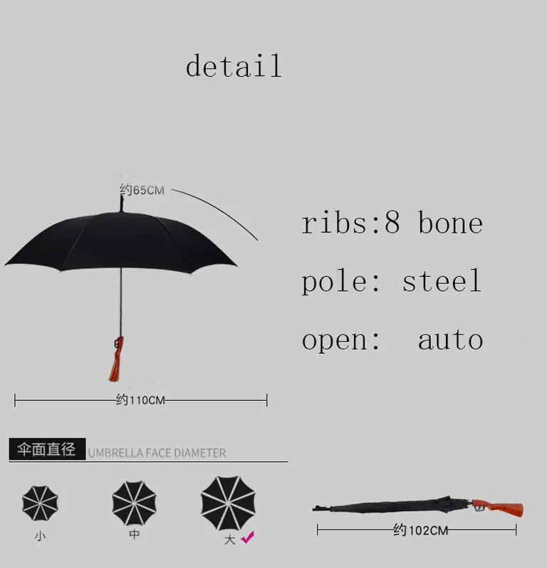 Lotuis Brand 23" Umbrella with Semi Open Leaf Gun Handle Umbrella Straight Pole for Wind Sun Rain Umbrella، صورة تفصيلية 9