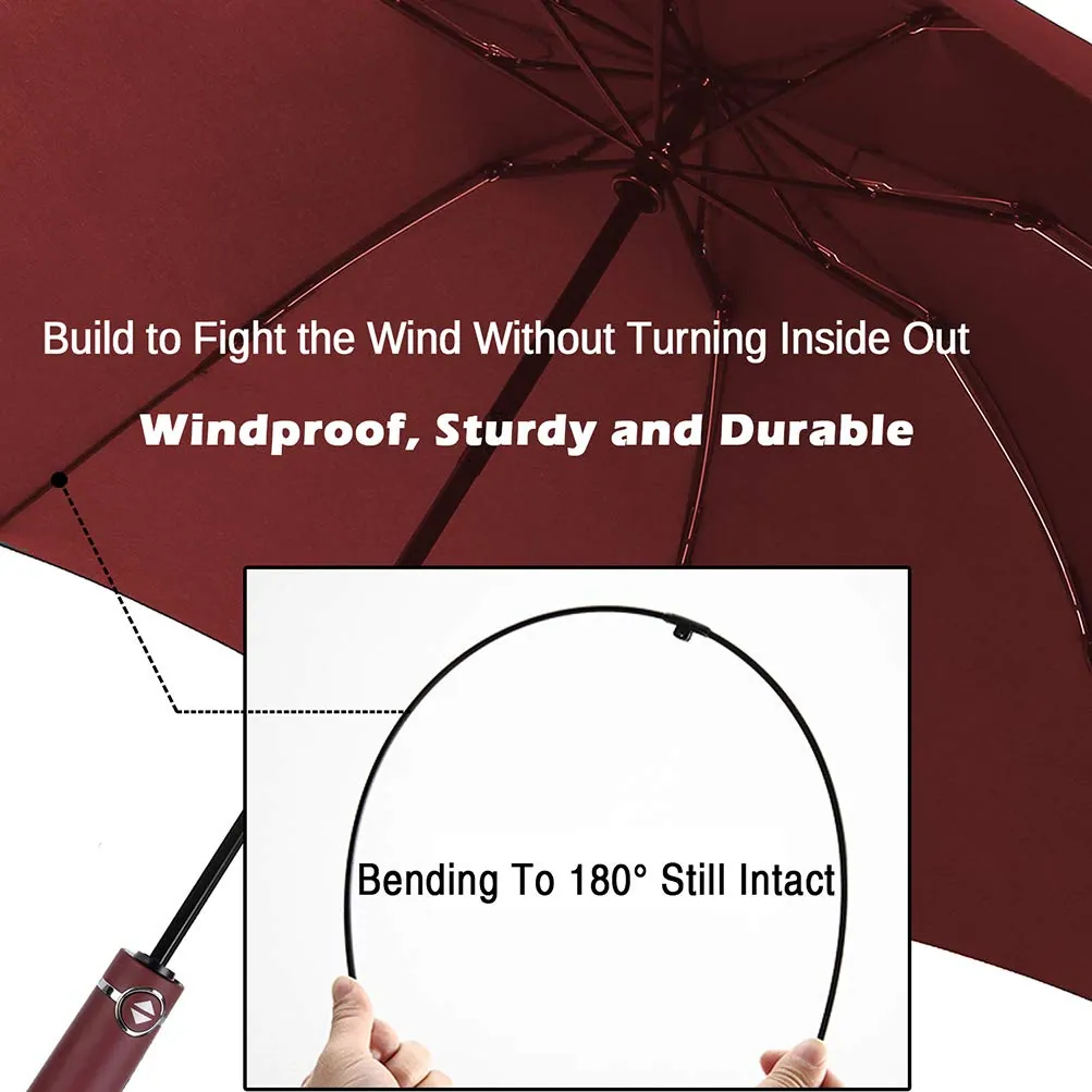 Fast Ship Fiberglass Frame WINDPROOF Auto Open Close Folding Compact Reverse Umbrella, detail 3