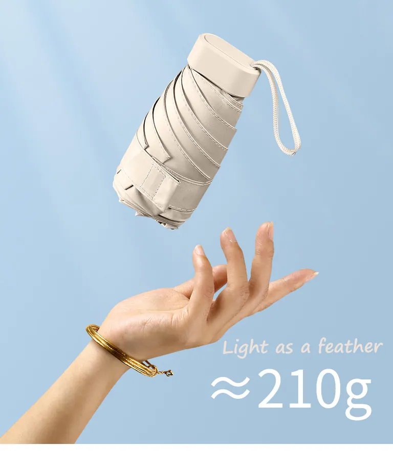 Lotus 2022 Lady 6 Fold Mini UV Sunscreen Summber Umbrella With Case، صورة تفصيلية 4