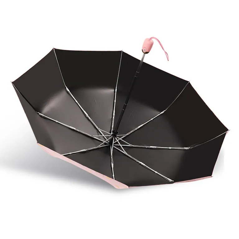 Custom pongee fabric 3fold auto open umbrella promotional rain umbrella，细节图 4