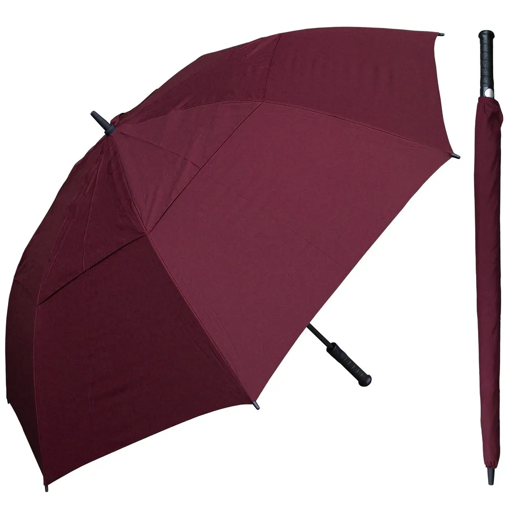 Double Layer Windproof Canopy Fiberglass Frame Soft Handle Golf Umbrella, detail 2