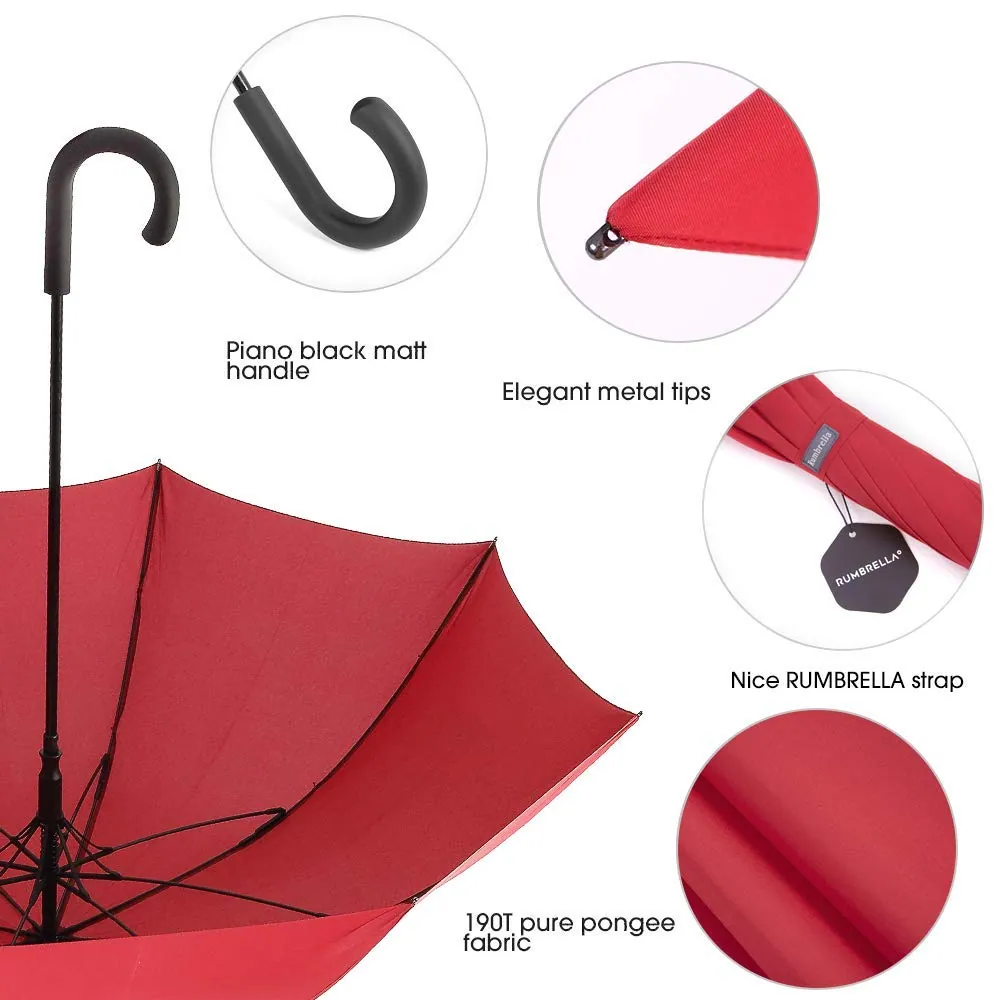 Promotional Large UK Walking Stick Auto Open Hook Handle Straight Umbrella, detail 6