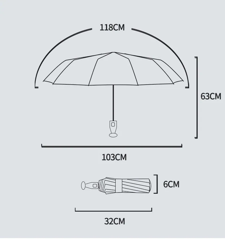 Lotus 2022 Custom LOGO 3 Fold 10 Ribs ABS Plated Handle Automatic Waterproof UV Umbrella,细节图 5
