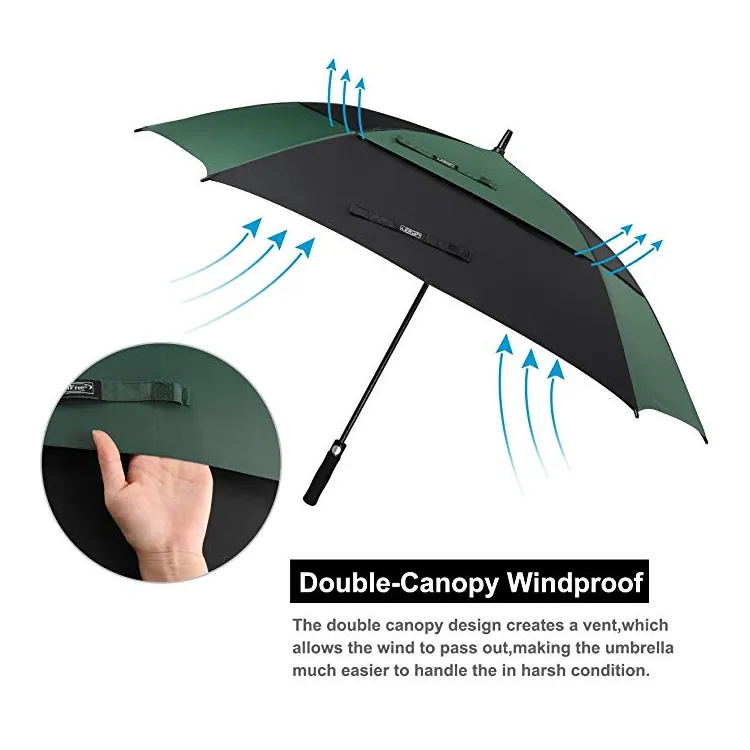 LOTUS Large Double Golf Umbrella Straight Pole Long Handle Wind Resistant Automatic Umbrella for Advertising، صورة تفصيلية 2