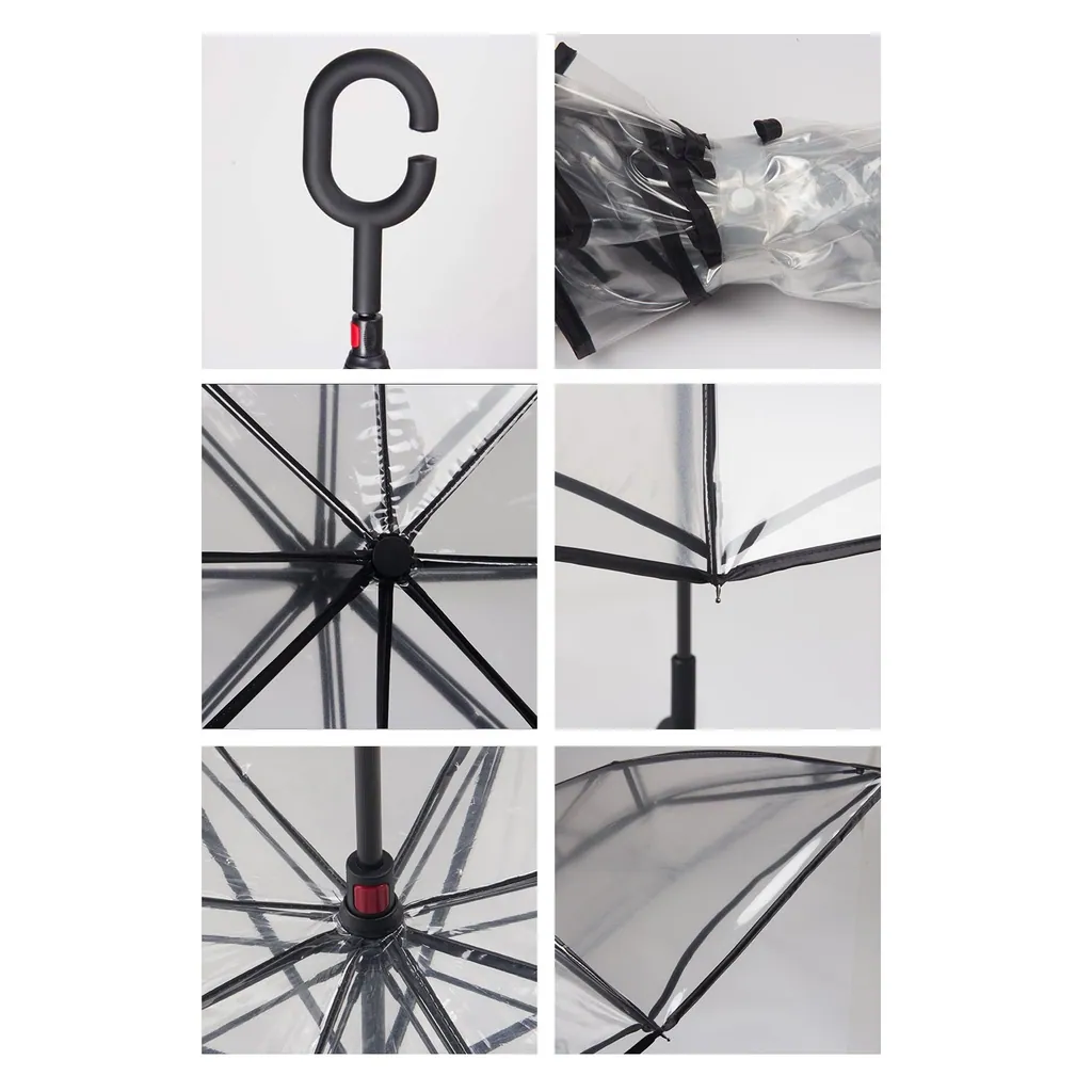 High Quality Double Layer Inverted Cars Rain Outdoor POE Reverse Umbrella with C-Shaped Handle, detail 4