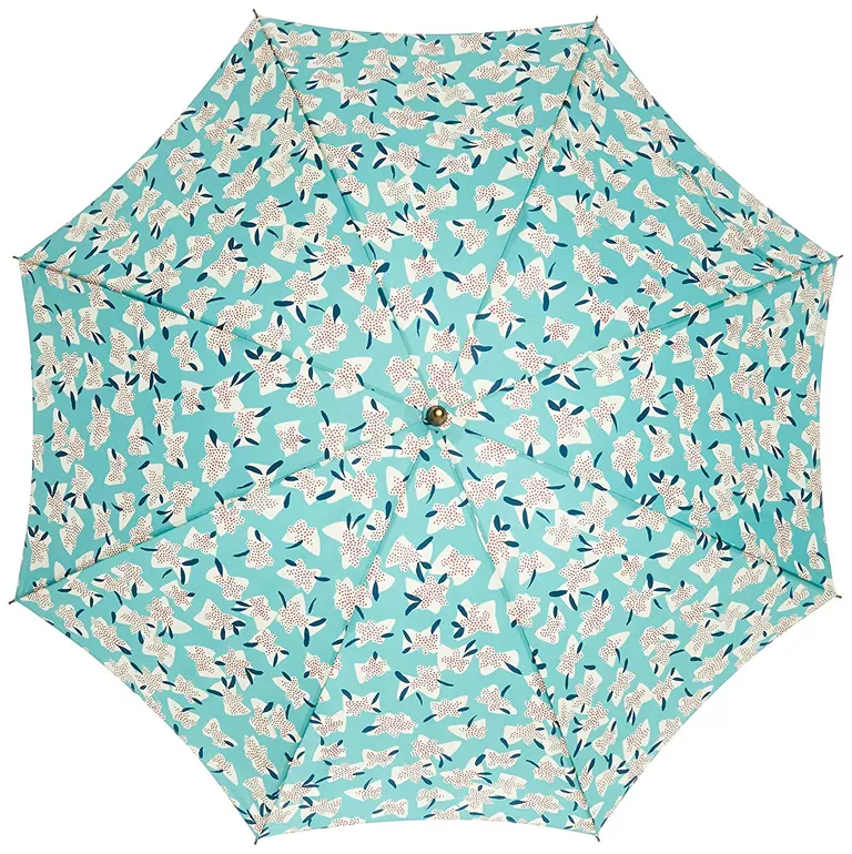 23Inch*8k Flower Print Waterproof Windproof Frame Wooden Shaft Lady Umbrella, image 1