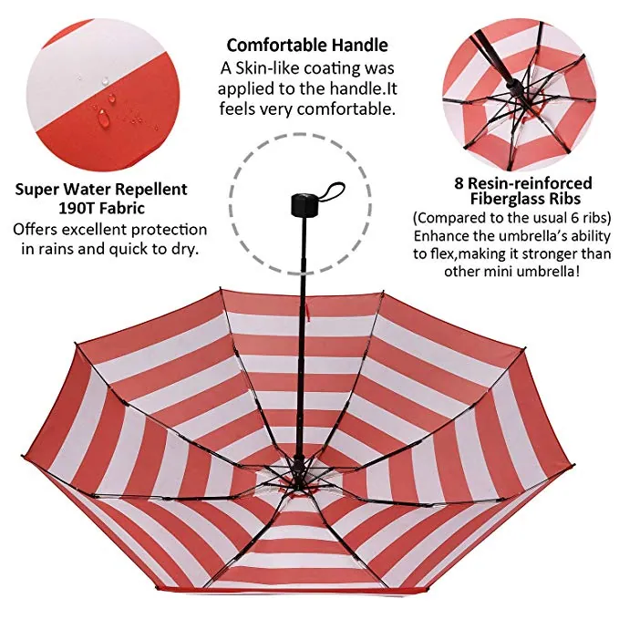 Promotional 3 folding umbrella manual open lightweight portable fold umbrella، صورة تفصيلية 2