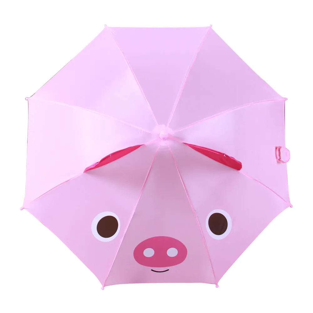 17’’*8k auto open zinc coated metal windproof kids straigh pink umbrella, detail 3