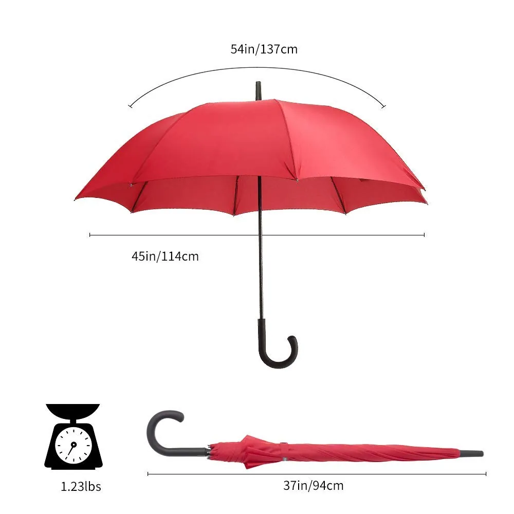 Promotional Large UK Walking Stick Auto Open Hook Handle Straight Umbrella, detail 3
