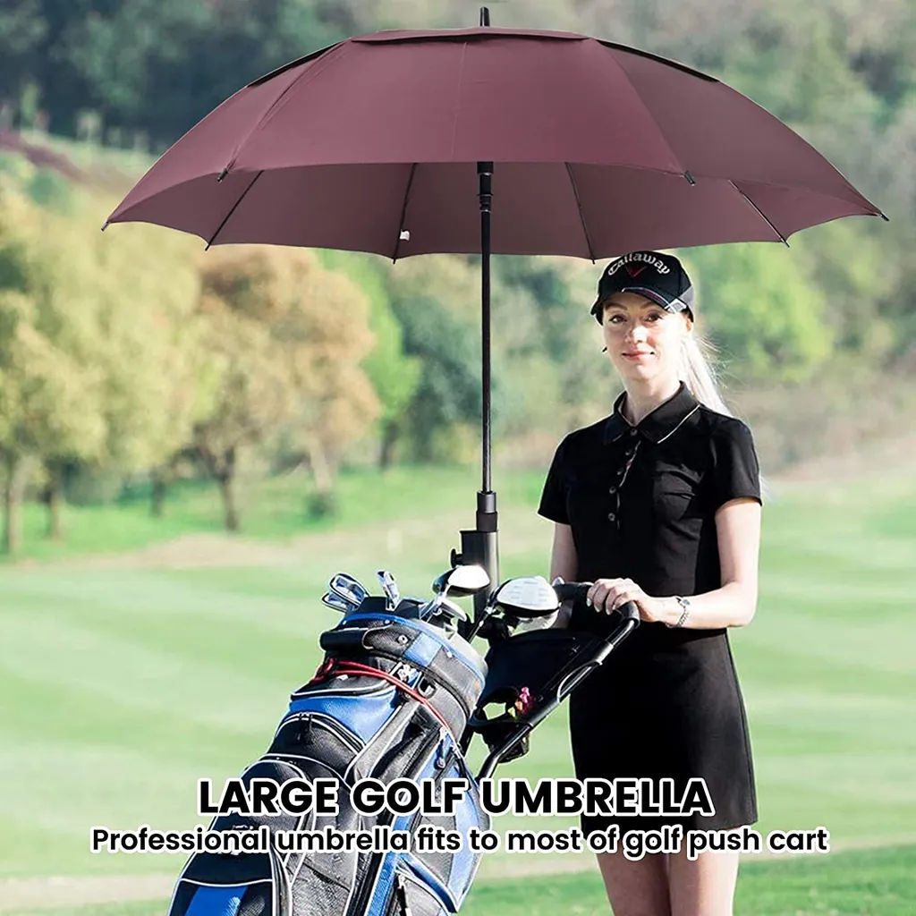 Double Layer Windproof Auto Open Golf umbrella، صورة تفصيلية 2