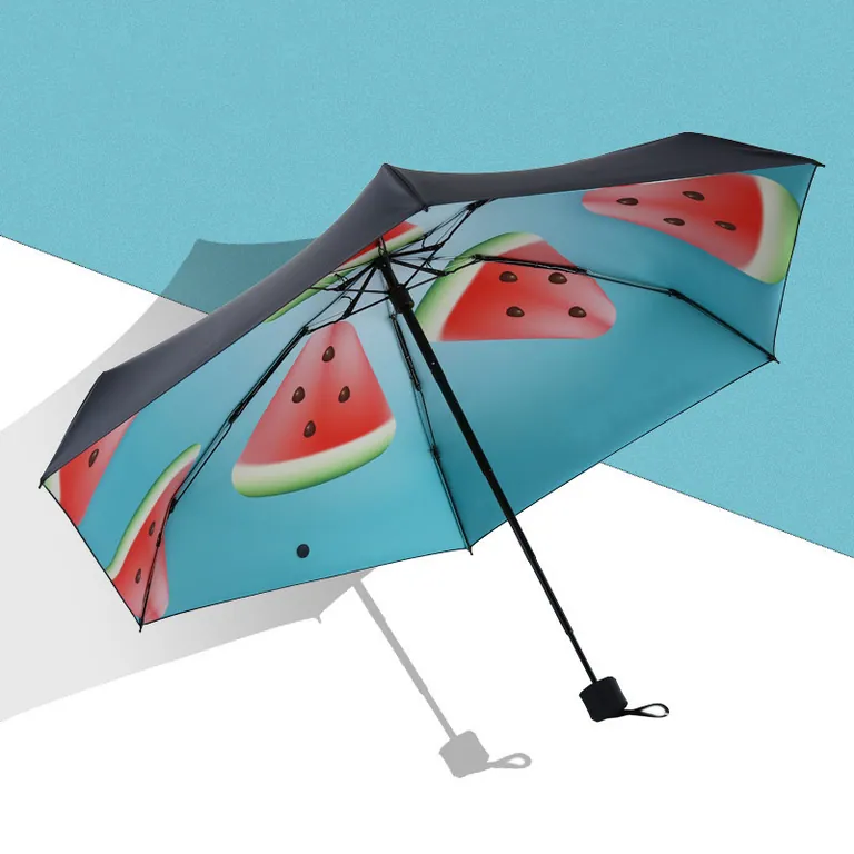 Lotus Mini Colorful Sunny Style Fabric Pattern Plastic Handle Folding Umbrella in outdoor، صورة تفصيلية 1